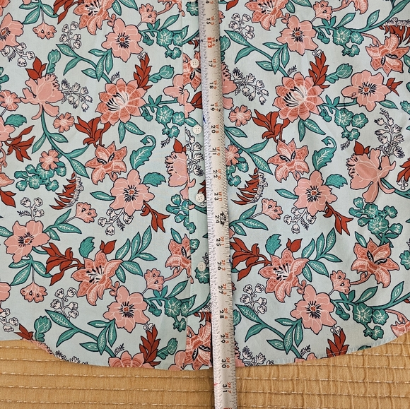 Lands' End Floral No Iron Supima 100% Cotton Lightweight 3/4 Sleeve Tunic W's 16 - Picture 15 of 15